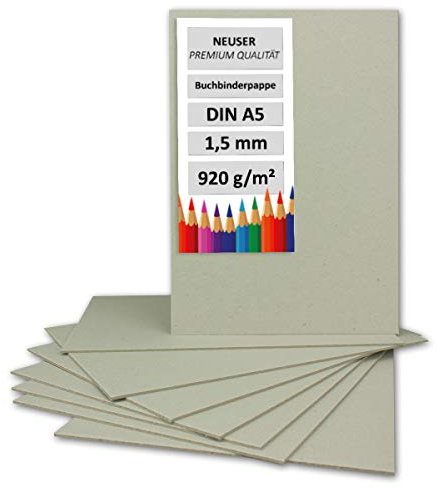 Libro di collegamento in cartone DIN A5 | Spessore 1,5 mm | Grammatura: 920 G/M² | Dimensioni: 21,0 x 14,8 cm | Colore: grigio/marrone