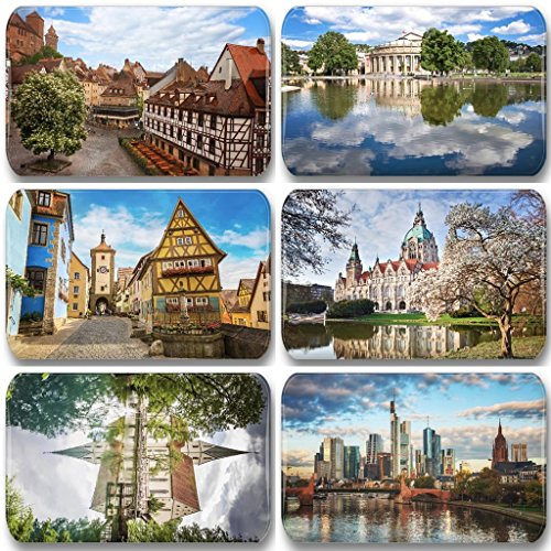 Deutschland/Germany Sehenswürdigkeiten - 6 rechteckige Kühlschrankmagnete 7X 4,5 cm - 01 für Memoboard Pinnwand Magnettafel Whiteboard