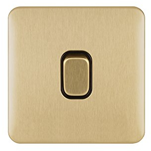 Schneider Electric Lisse Screwless Deco 10AX 1G 2W Switch BSB, Satin Brass, Standard