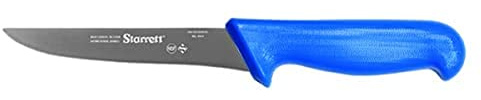 Starrett Professional Boning Knife - BKL103-6 Wide Straight 6 Inch (150mm) Ultra Sharp Sanitized Steel Blade - Blue Handle Kitchen Chef's Knife (DV860405)