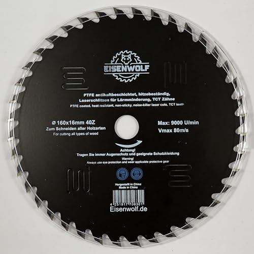 Lama per sega circolare a 40 denti da 160 x 16 mm, per legno