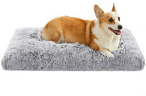 Feandrea Cama para Perros, Sofá para Mascotas, 95 x 60 cm, Acolchado Suave, Lavable a Máquina, Cojín para Perros, Gris Claro PGW202G01