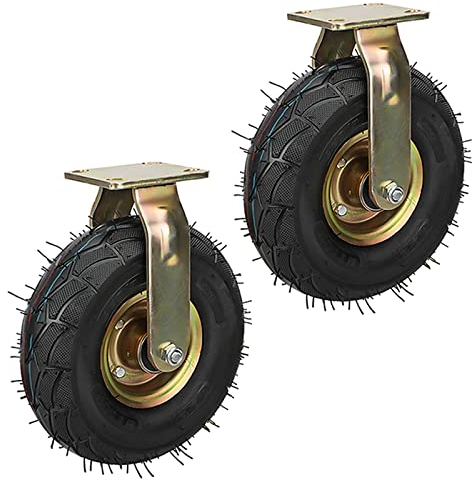 LIGUOYI 2 Stück Schwerlastrollen, Leise Luftreifen Gummi Bockrolle, Ø 200mm 250mm Industrial Casters, Hohe Elastizität Stoßdämpfung Bockrolle, Transportwagen Rad, Ersatzrad Schubkarre (Size : 200mm)