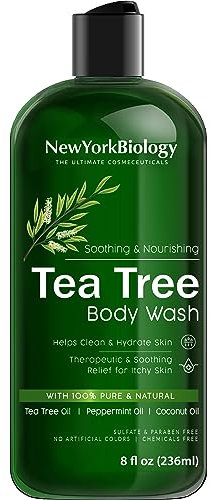 New York Biology Tea Tree Body Wash - Helps Nail Fungus, Athletes Foot, Ringworms, Jock Itch, Acne, Eczema & Body Odor, Soothes Itching & Promotes Healthy Skin and Feet - 236 ml