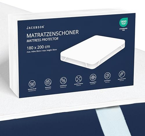 JACOBSON Matratzenschoner 180 x 200 cm - wasserdichte Matratzenauflage - atmungsaktiver Matratzenschutz (180x200cm)