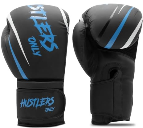 Hustlers Only Guantoni da boxe Pro in pelle vegana, perfetti per Muay Thai, MMA, kickboxing, allenamento con sacco da boxe e sparring, guanti da combattimento, guanti da allenamento, ideali per uomini