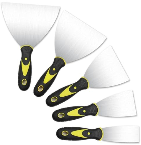 xiaoxiaozhijia 5 Stück Spachtel Set,Edelstahl Flächenspachtel,Schaber für Tapeten und Wänd Abkratzen(1,5 Zoll,2,5 Zoll,4 Zoll,5 Zoll,6 Zoll)