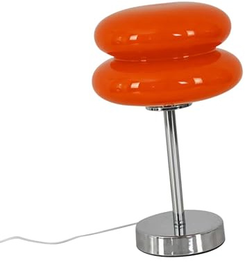 perfk Eierkuchenlampe, Nachttischlampe aus Glas, 3 Farbwechsel, Retro-Schreibtischlampe für Kommode, Wohnzimmer, Schlafzimmer, Nachttisch, Orange