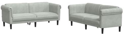 vidaXL Sofagarnitur 2-TLG., Couch Sofa für Wohnzimmer, Loungesofa Polstersofa mit Stützbeinen, Couchgarnitur Sitzmöbel, Modern, Hellgrau Samt