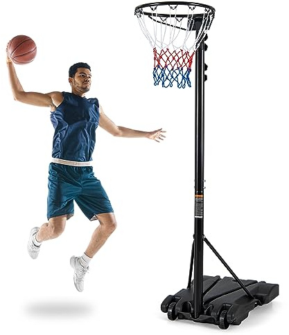 COSTWAY Panier de Basket-Ball Hauteur Réglable 260-305cm, Support de Basketball Mobile avec Base Rechargeable 2 Roues Jante et Poteau Résistants aux Intempéries, pour Intérieur/Extérieur