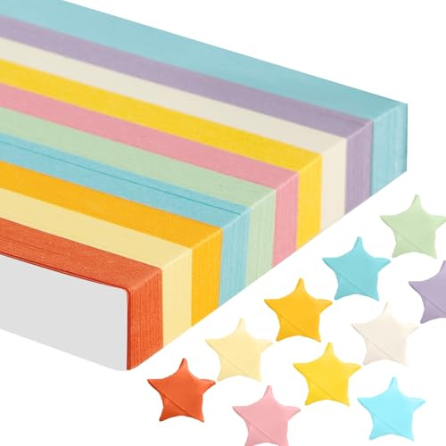 Origami Paper - 1350 Pezzi in 10 Colori Chiari, Carta per Stelle e Cartoncini Colorati