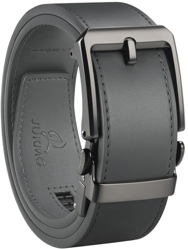 JUKMO 1.5“ (38mm) Leder-Ratschengürtel für Männer in Geschenkbox | Automatische Schiebeschließe, zuschnittbar zum Anpassen, für Anzugshose & Chinos