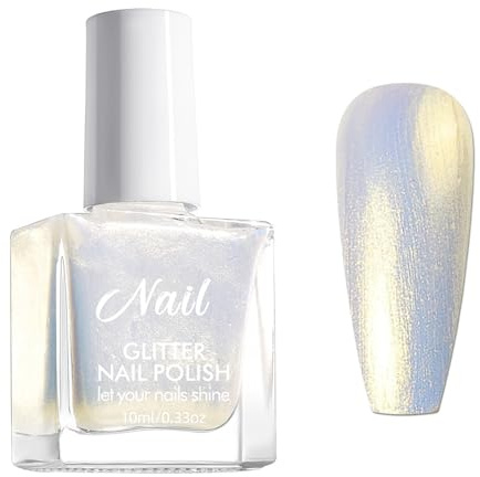 Schnelltrocknend Schimmer Nagellack - Wasserbasierte Gesund Nagellack Blau Aurora Farben - Chamäleon Nagelkunst Holographischer Nail Polish - Langanhaltender Shine Nail Art Polish(Blau, 10ML)