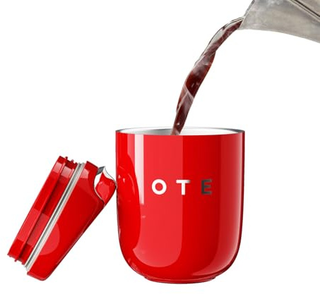 OTE Mini Thermal Mug, Portable Coffee Cup, Insulated Mug, Keeps Drinks Hot/Cold, Stainless Steel Coffee Mug to Go, 220 ml, Leak-Proof Travel Mug (Red)