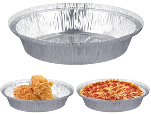 Moldes de papel de aluminio desechables y reciclables de 15 cm para hornear, cocinar, congelador, redondos, ligeros pero resistentes, distribución uniforme del calor (10 unidades)