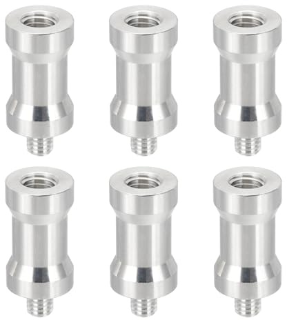 PATIKIL Camera Spigot Screws Converter M8 Female to M6 Male, 6 Pack Tripod Screw Adapter Spigot Stud for Light Stand Hot Shoe Cold Shoe Adapter Ball Head Flash, Silver
