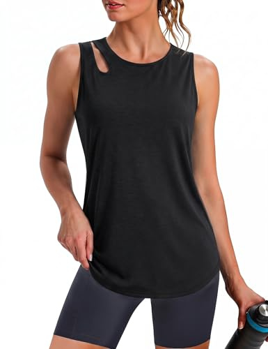 Gyabnw Camiseta Tirantes Mujer Deportiva Cuello Redondo Camiseta sin Mangas Ligero y Transpirable Tops Casuales para Todos los Días Ideal para Ejercicio