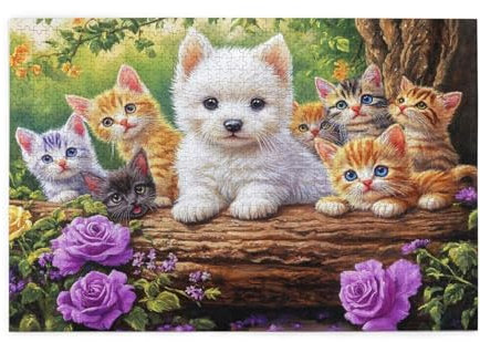 Puzzle 3000 Teile, Puzzle Erwachsene, Holzpuzzle Landschaft Impossible Jigsaw, Clevere Rätsel, HD Farbe Jigsaw mit Geschenkbox Verpackung for Room Decor, Geschenke für Frauen Katze 122x81cm p-720