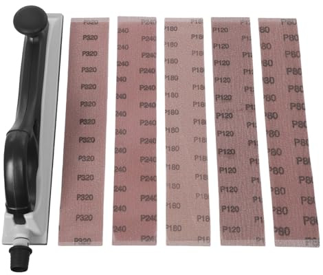 DOPBENT Handschleifer Mit Absaugung 420 * 70mm, Kleinere Handschleifer für mehr Szenarien, Inkl 5 St. Netz-Schleifstreifen Klett Korn P80 P120 P180 P240 P320, Staubfreies Schleifen (Grau)