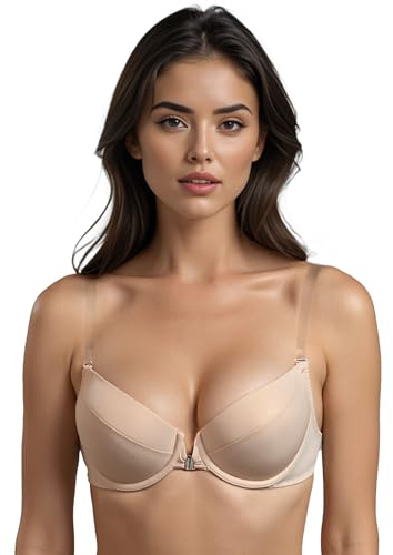 VIVISENCE Soutien Gorge Push Up Dos Nu Silicone Bretelles Dos Ouvert 1086