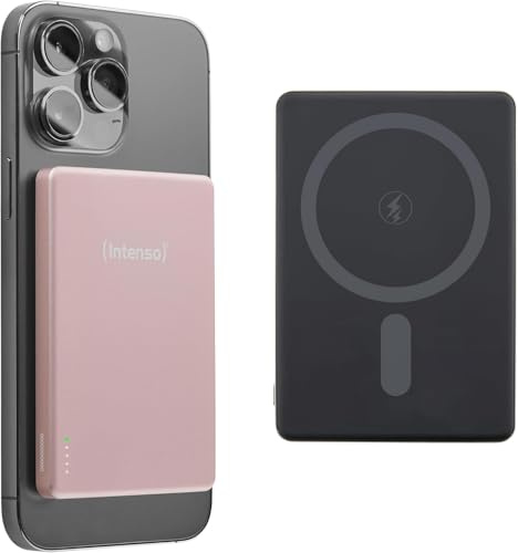 Intenso MW5000 Magnetische Powerbank 5000 mAh - MagSafe Kompatibel - Rosé | Wireless Charging mit 15W, USB-C Power Delivery 20W, Ultraflaches Design, Maße 96 x 66 x 9,5 mm, Geprüfte Qualität