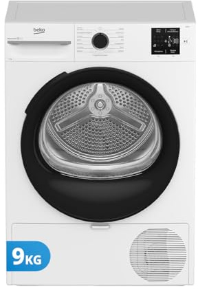 Beko BMTAM93EB - Asciugatrice a Libera Installazione 9 Kg, Classe D, 15 Programmi, Motore Garantito 10 Anni, Display Digitale, Bianco con Oblò Nero, 84.6 x 59.8 x 60.7 (AxLxP)