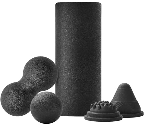 Faszienrolle Set - Massage Set Für Rücken Mit Rutschfestem Rad | Tragbares Muskelmassagegerät Für Männer Frauen Sportler Zuhause Yoga Pilates Fitnessstudio Bein Rücken Training