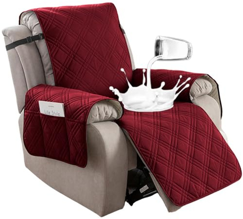 Fansu Funda de Sillón Relax de Impermeable 1 Plaza, Funda Cubre sofá Sillón Relax Reclinable, Sofá Protector para niños, Mascotas, Perros, Gatos (Rojo,M: 71cm)