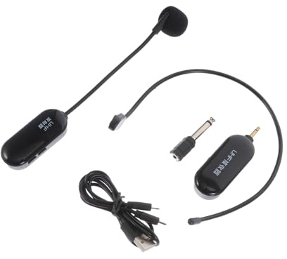 FUTUREORYY Micrófono Inalámbrico de Oreja UHF 720-820mhz, Negro, 1 Juego | Abs, Batería Integrada, Conexión Inalámbrica, 50m de Alcance, 6-8 Horas de Uso, 2-3 Horas de Carga