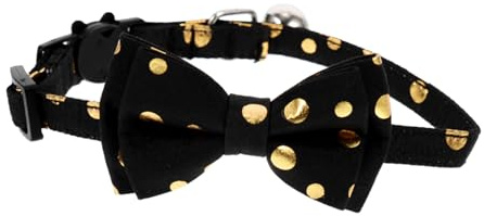 GALPADA Verstellbares Abnehmbares Katzenhalsband mit Goldgepunktetem Doppellagigem Schleifen Design Hautfreundlich Atmungsaktiv mit Sicherem Steckverschluss Komfortabel für Haustiere