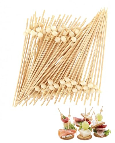 Donvuka 400 Stück Cocktailspieße Set, 12cm Spieße Fingerfood mit Holzperlen, Holzspieße Cocktail Zubehör für Party, Geburtstag, Hochzeit und Barbecue