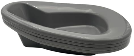Deluxe Contoured Bedpan for Men and Women, Stackable, Portable Bed Pan for Bed-Bound Patients, Durable, Easy-to-Clean Plastic Bedpan for Hospital or Home Use (Pack of 4) (Grey)
