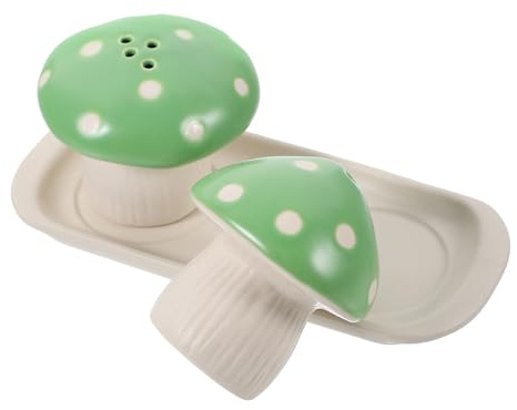 ARTIBETTER Set Barattoli di Spezie in Ceramica a Forma di Fungo, Saliera e Pepiera Piccoli per Cucina Domestica, Ristorante e Picnic, Dispenser Pratico per Sale e Pepe, Accessori da Cucina