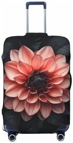 ZSUUGJ Dahlia Housse de protection élastique pour valises de 45,7 à 81,3 cm, anti-poussière et résistante aux rayures Rose Rouge, Noir , XL