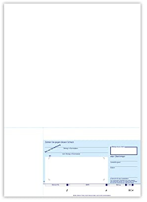 100 x SEPA-Verrechnungsscheck, neutral, 1-fach, DIN A4,Talon links