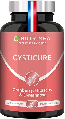 CYSTICURE - Inconfort Urinaire & Protection de la Flore Intime - Synergie Efficace avec Cranberry, Hibiscus & D-Mannose - 60 Gélules Vegan - Nutrimea - Fabriqué en France