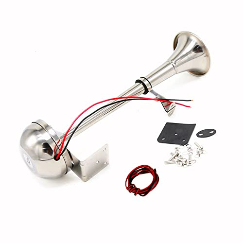 YIYDA Car Horn Marine Boat Trumpet Horn 160DB Truck Horn Car Electric Horn Silver with Mounting Bracket Single Electric Stainless Steel 304 Powerful Horn for Any 12V Car Lorry Train Boat Truck etc