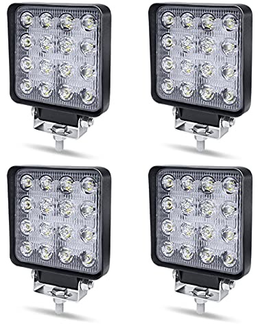 Arbeitsscheinwerfer LED 12V Aufun 48W Offroad Reflektor Flutlicht Zusatzscheinwerfer 4320lm, Scheinwerfer IP67 Wasserdicht für Traktor, SUV, UTV, ATV, 4 Stück