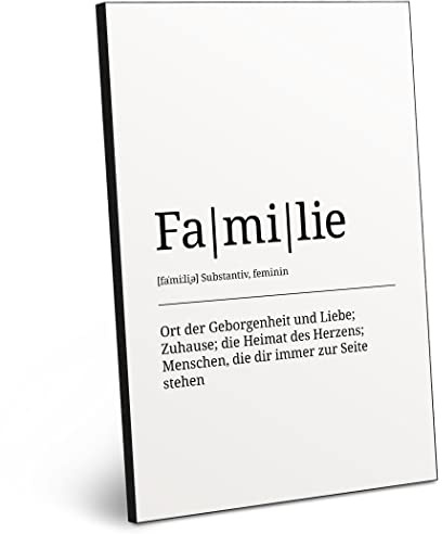 ARTFAVES® Worterklärung Familie | Definition Bild schwarz-Weiss als Geschenk | Holzschild mit Spruch zum Thema Familie/Zuhause/Liebe