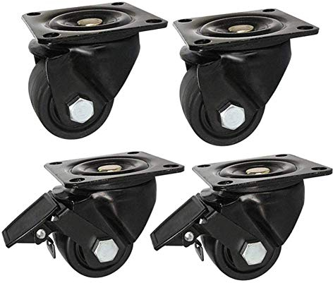 4X Schwerlastrollen 2 Zoll 3 Universal-Lenkrollen mit Bremse 75 mm 1000 kg Industrietransportrollen Trolley Nylon Ersatzrad für Trolley Möbel Mechanisch