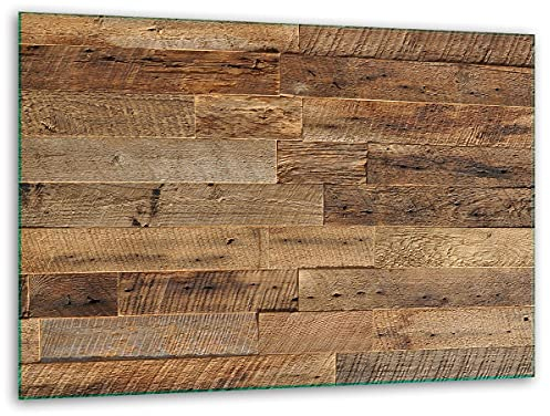 TMK ArtDeko, Tagliere universale in vetro – Tagliere da cucina 40 x 30 cm con motivo in legno, piastra di copertura decorativa in vetro