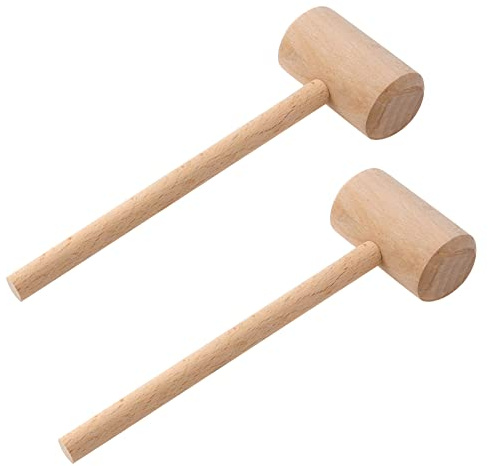 Faotup 2 x Holzhammer, 20 cm Massivholzhammer, Meeresfrüchte-Holzhammer, Holzhammer für Hummer, Krabbenhammer, 20 x 6,5 x 3,6 cm, 2 Stück, Holz