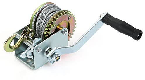 GOYADA 1 x argano manuale da 360 kg (800 libbre), argano a cavo manuale, con 7 m di cavi robusti e gancio, argano manuale per rimorchio, auto, barca