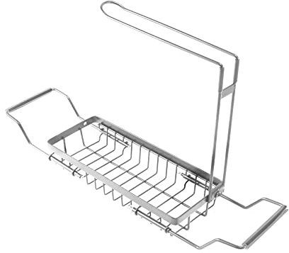 Teleskop-Spülbeckenregal aus Edelstahl, erweiterbar, für hygienische Organisation, Silber