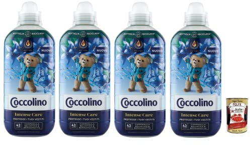 4x Coccolino Campanula Selvatica e Bergamotto Intense Care Konzentrierter Weichspüler, Wilde Glockenblume und Bergamotte, 42 Wäschen, 980ml + Italian Gourmet Polpa di Pomodoro 400g Dose