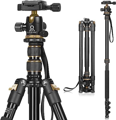 ZoMei Professional DSLR Camera Tripod, Gold, 195 cm Max Height, 8 kg Weight Capacity, 360° Swivel Head, Monopod Functionality