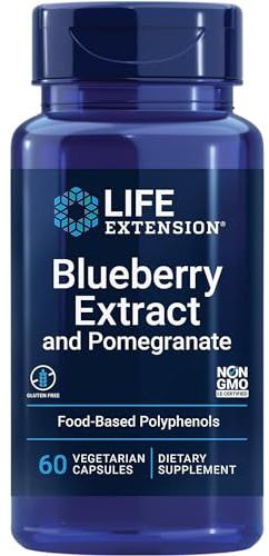 Life Extension Blueberry Extract and Pomegranate, 60 Vegan Capsules, Gluten Free, Vegetarian, Soy Free, Non-GMO