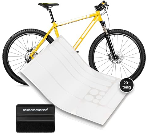 beihaasnatuerlich Fahrrad Schutzfolie - stark haftender Rahmenschutz für E-Bike, Trekking, Moutainbike, Rennrad - 29 teiliges Folien-Set für Fahrradrahmen - verhindert Kratzer