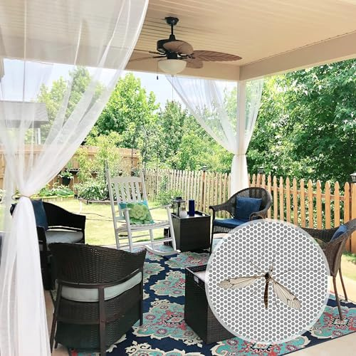PONY DANCE Moskitonetz Outdoor Vorhang mit Stangedurchzug DIY Verstellbare Outdoorvorhänge für Terrasse/Pavillon Weiße Gardinen Wasserdicht 2er Set H 213 x B 150 cm