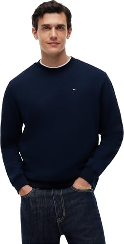 Tommy Jeans Sweat Homme Regular Fit Flag Fleece Col Ras-du-Cou, Bleu (Dark Night Navy), M